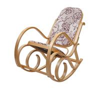 Fauteuil à bascule M41, fauteuil TV, bois massif aspect chêne, tissu/textile jacquard marron