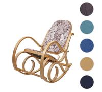 Mendler Fauteuil à bascule M41 – Bois massif aspect noyer, patchwork cuir marron