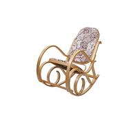 Fauteuil à bascule M41, fauteuil TV, bois massif aspect chêne, tissu/textile jacquard marron