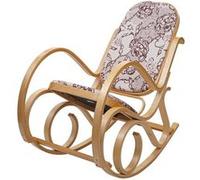 Fauteuil à bascule M41, fauteuil TV, bois massif aspect chêne, tissu/textile jacquard marron