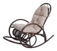 Fauteuil à bascule MENDLER HWC-C40 en rotin marron rembourrage crème Beige G