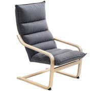 Fauteuil à Bascule Moderne HOMCOM avec Accoudoirs en Bois et Coussins Épais en Velours, 67x83x105 cm, Gris
