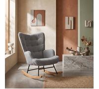 Fauteuil à bascule, Moderne, Relaxant, En velours teddy, Scandinave, Pour chambre et salon, Capacité 120 kg, Gris foncé