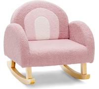 Fauteuil à bascule pour enfants COSTWAY, fauteuil à bascule rembourré pour enfants avec pieds en bois massif, fauteuil à bascule pour enfants pour chambre d'enfant, salle de jeux & jardin d'enfants (f