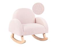 Fauteuil à Bascule pour Enfants en Bouclé Pieds en Bois Rose Pastel Hug