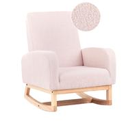 Fauteuil à Bascule pour Enfants en Bouclé Pieds en Bois Rose Pastel Norby