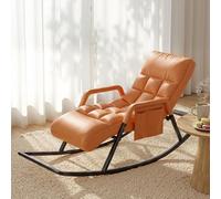 Fauteuil à Bascule Relax Adulte,Chaise Inclinable avec Repose-Pieds Réglable 5 Positions, Fauteuil Confortable en Similicuir avec Rembourrage en Coton Poupée,Cadre en Acier au Carbone pour Salon E