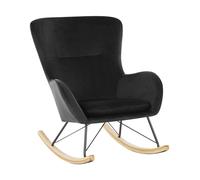 Beliani Fauteuil à Bascule Rétro en Velours Noir Rembourrage de Qualité Supérieure Ellan