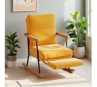 Fauteuil à Bascule,Rocking Chair avec repose-pieds extensibles,88 x 60 x 98 cm Scandinave,Fauteuil en Bois Massif,Coton et