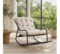Fauteuil à bascule rocking chair coussin épais acier thermolaqué blanc noir 116 x 82 x 75 cm JOINERY