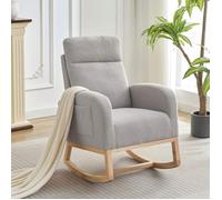 Fauteuil à Bascule ,Rocking chair, Garvee,Chaise Scandinave, Pieds en bois massif, EN Teddy VELOURS, Gris Clair