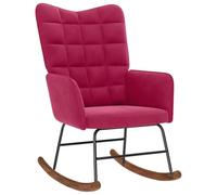 Fauteuil à bascule rouge vin en velours 61 x 78 x 98 cm | Velours 100 % polyester, bois massif, mousse, accoudoirs, balançoire sûre