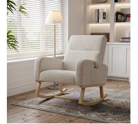 Fauteuil à Bascule - SOMUBI - Beige - Bois Massif - Style Scandinave - 1 Place
