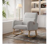Fauteuil à Bascule - SOMUBI - Rocking Chair - Gris clair - Bois massif - Style Scandinave