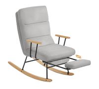 Fauteuil à bascule - SONGMICS HOME - Dossier réglable - Repose-pieds - Gris tourterelle