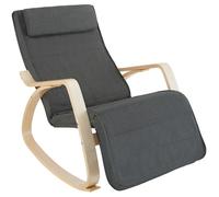 Fauteuil à bascule - TECTAKE - Fauteuil à bascule ONDA en bois avec rembourrage confortable, 67 x 115 x 86 cm - Gris