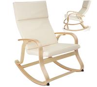 Fauteuil à bascule - TECTAKE - Fauteuil à bascule ROCA en bois de bouleau, rembourrage confortable, 65 x 94 x 100 cm - Beige