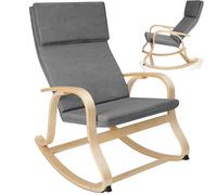 Fauteuil à bascule - TECTAKE - Fauteuil à bascule ROCA en bois de bouleau, rembourrage confortable, 65 x 94 x 100 cm - Gris clair