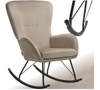 Fauteuil à bascule - TECTAKE - Fauteuil à bascule SWING en polyester et acier rembourrage épais avec grand dossier - Noir/Taupe