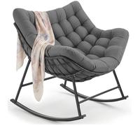 Fauteuil à bascule - TECTAKE - Fauteuil à bascule TAMI, confortable, rembourrage épais, acier thermolaqué, 93 x 99,5 x 89 cm - Blanc