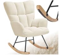 tectake® Rocking Chair Fauteuil à Bascule avec Accoudoirs Fauteuil scandinave motif matelassé Chaise Relax rembourée Cadre en Acier Fauteuils Salon Veranda Chaise Ergonomique idéal Détente Allaitement