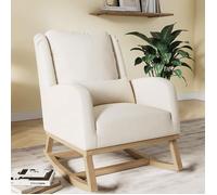 Fauteuil à Bascule Tissu Effet Lin Beige Design Confortable pour Salon