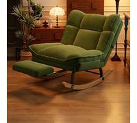 Fauteuil à Bascule Vintage en Velours Côtelé,Chaise Relax pour Adulte,Assise Large et Confortable à Dossier Enveloppant,Structure Métallique et Base en Bois Massif pour Salon F