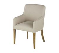 Fauteuil à dîner en lin beige ficelle 60x89x62cm Beige