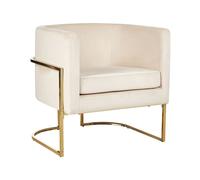 Fauteuil à dossier Rond Moderne Glam Décoratif en Velours Beigr Crème et Cadre D