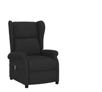 Fauteuil à oreilles avec fonction inclinable électrique, noir, tissu | 3 positions de couchage, télécommande à 2 boutons, cadre en bois et métal, housse en tissu respirant, accoudoirs larges