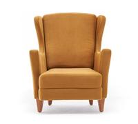 Fauteuil à oreilles en velours moutarde WILLIAMS