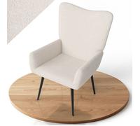 Fauteuil à Oreilles Juskys Odense en Tissu Bouclé - Style Scandinave - Dossier Haut - Rembourrage Moelleux
