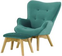 Fauteuil à oreilles pour enfants avec repose-pied Ducan Mini Velvet-Kronos 12-Chêne clair