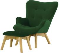 Fauteuil à oreilles pour enfants avec repose-pied Ducan Mini Velvet-Kronos 14-Chêne clair