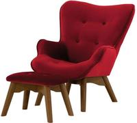 Fauteuil à oreilles pour enfants avec repose-pied Ducan Mini Velvet-Kronos 2-Chêne foncé