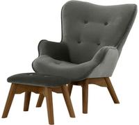 Fauteuil à oreilles pour enfants avec repose-pied Ducan Mini Velvet-Kronos 22-Chêne foncé