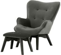 Fauteuil à oreilles pour enfants avec repose-pied Ducan Mini Velvet-Kronos 22-Noir