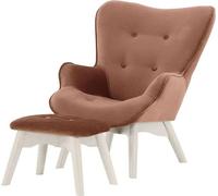 Fauteuil à oreilles pour enfants avec repose-pied Ducan Mini Velvet-Kronos 29-Blanc
