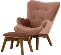 Fauteuil à oreilles pour enfants avec repose-pied Ducan Mini Velvet-Kronos 29-Chêne foncé
