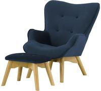 Fauteuil à oreilles pour enfants avec repose-pied Ducan Mini Velvet-Kronos 9-Chêne clair