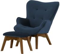 Fauteuil à oreilles pour enfants avec repose-pied Ducan Mini Velvet-Kronos 9-Chêne foncé
