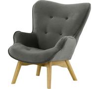 Fauteuil à oreilles pour enfants Ducan Mini Velvet-Kronos 22-Chêne clair