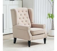 Fauteuil à oreilles rembourré, housse amovible, fauteuil de lecture en polyester, beige | 87 x 74 x 102 cm | 18,1 kg
