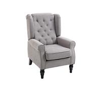 Fauteuil de salon capitonné - HOMCOM - avec assise large, pieds en bois, style classique - grand confort - 74 x 86 x 102 cm - gris
