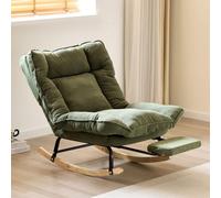 Fauteuil Allaitement,Fauteuil À Bascule Confortable avec Grand Dossier Enveloppant,Chaise Relax Moderne en Tissu Côtelé,Structure Métallique,Idéal pour Salon Chambre Bébé Balcon H