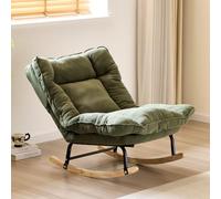 Fauteuil Allaitement,Fauteuil À Bascule Confortable avec Grand Dossier Enveloppant,Chaise Relax Moderne en Tissu Côtelé,Structure Métallique,Idéal pour Salon Chambre Bébé Balcon C