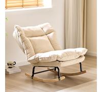 Fauteuil Allaitement,Fauteuil À Bascule Confortable avec Grand Dossier Enveloppant,Chaise Relax Moderne en Tissu Côtelé,Structure Métallique,Idéal pour Salon Chambre Bébé Balcon A