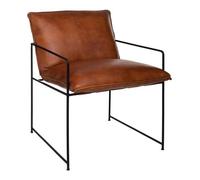 Fauteuil - ATMOSPHERA - Rétro Industriel - Cuir Cognac - Métal Noir - 1 Place