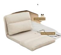 Fauteuil au sol, aspect lin, dossier réglable en 6 positions, 70 cm L x 72 cm P x 56 cm H, 70 cm L x 203 cm P x 16 cm H, capacité de charge de 120 kg