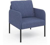 IDMARKET Fauteuil AUGUSTE tissu bleu pieds métal noir